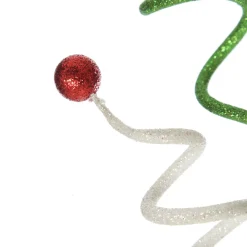 Red, Green and White Glitter Curly Christmas Pick Discount