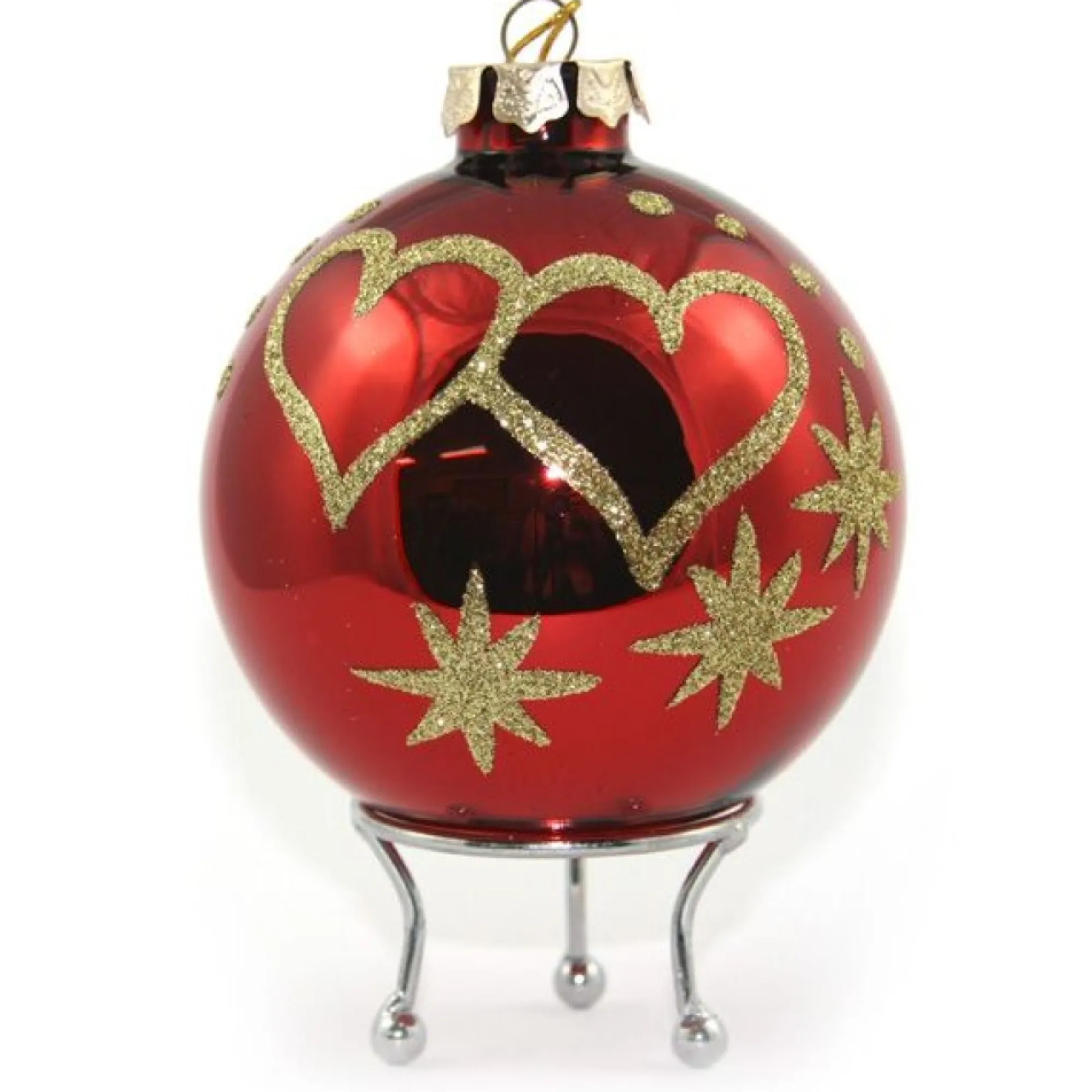 Red Love Hearts Christmas Bauble Cheap
