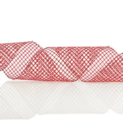 Red Mesh Wired Christmas Ribbon Garland Outlet