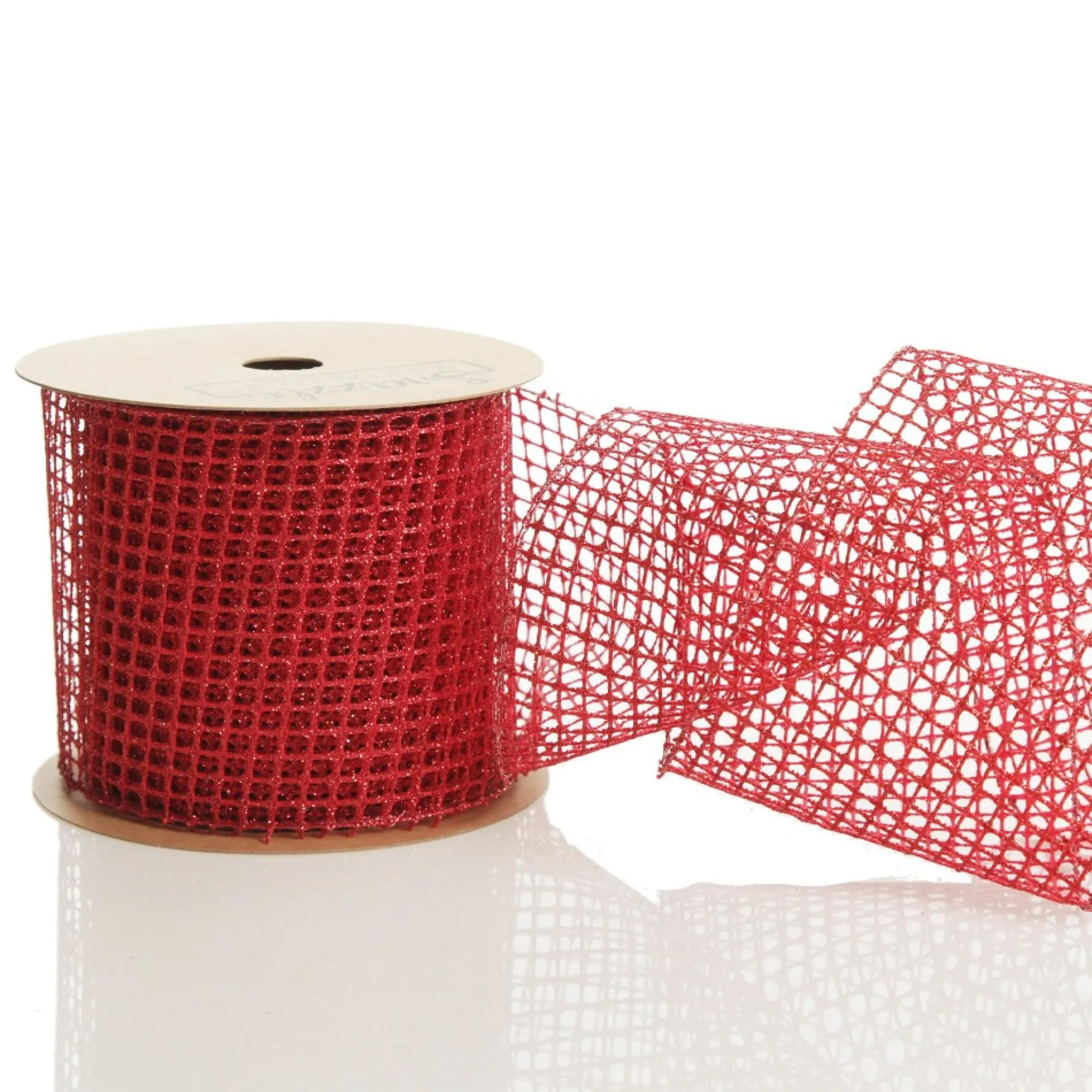 Red Mesh Wired Christmas Ribbon Garland Outlet