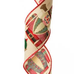 Red Nutcracker Print Christmas Ribbon with Wired Edge - 6.3cm Store