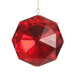 Red Octagonal Cut Gem Christmas Hanging Decoration Discount