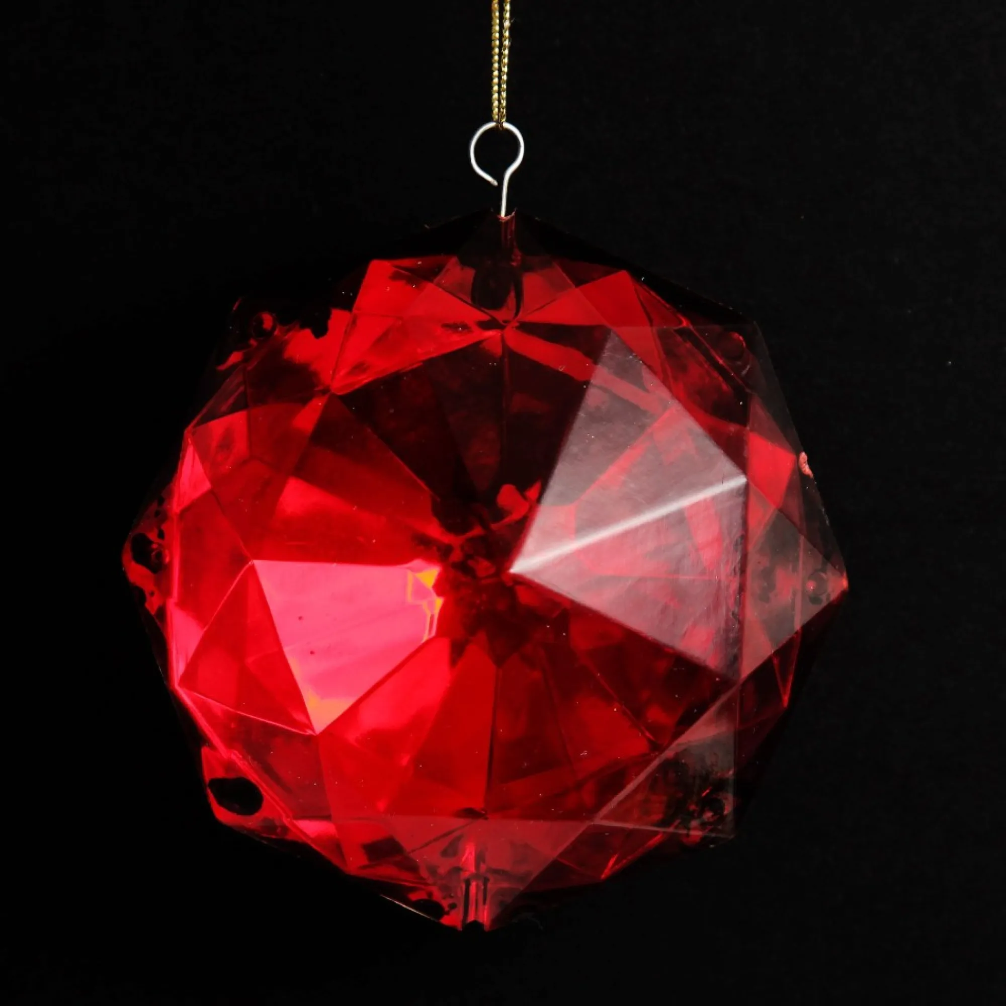 Red Octagonal Cut Gem Christmas Hanging Decoration Discount