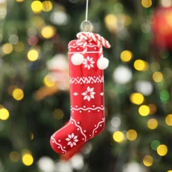 Red Patterned Stocking Christmas Decoration Hot
