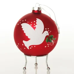 Red Peace Doves Christmas Bauble New