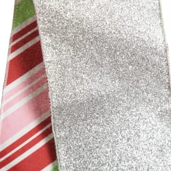 Red Pink Mint Peppermint Candy Stripe Christmas Wired Ribbon Garland Shop