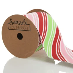 Red Pink Mint Peppermint Candy Stripe Christmas Wired Ribbon Garland Shop