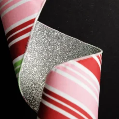 Red Pink Mint Peppermint Candy Stripe Christmas Wired Ribbon Garland Shop
