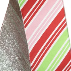 Red Pink Mint Peppermint Candy Stripe Christmas Wired Ribbon Garland Shop