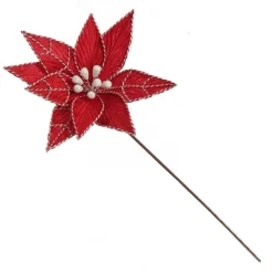 Red Poinsettia Flower Stem with Twine Trim Sale