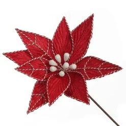 Red Poinsettia Flower Stem with Twine Trim Sale