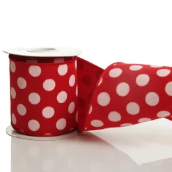 Red Satin Christmas Ribbon Garland with White Dots Flash Sale
