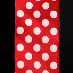 Red Satin Christmas Ribbon Garland with White Dots Flash Sale