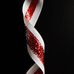 Red Sequin Wired Christmas Ribbon Outlet