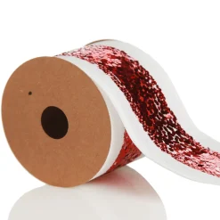 Red Sequin Wired Christmas Ribbon Outlet