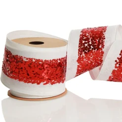 Red Sequin Wired Christmas Ribbon Outlet