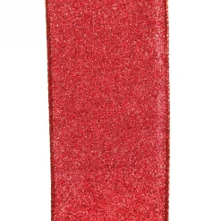 Red Sparkle Glitter Ribbon Wired Edge - 6.3cm Flash Sale