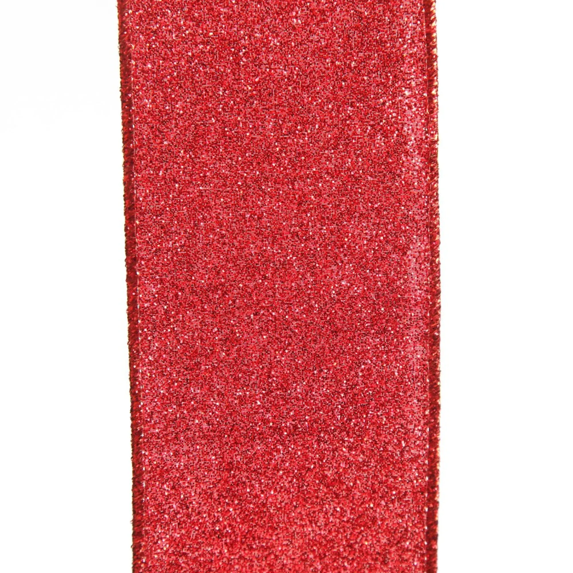Red Sparkle Glitter Ribbon Wired Edge - 6.3cm Flash Sale