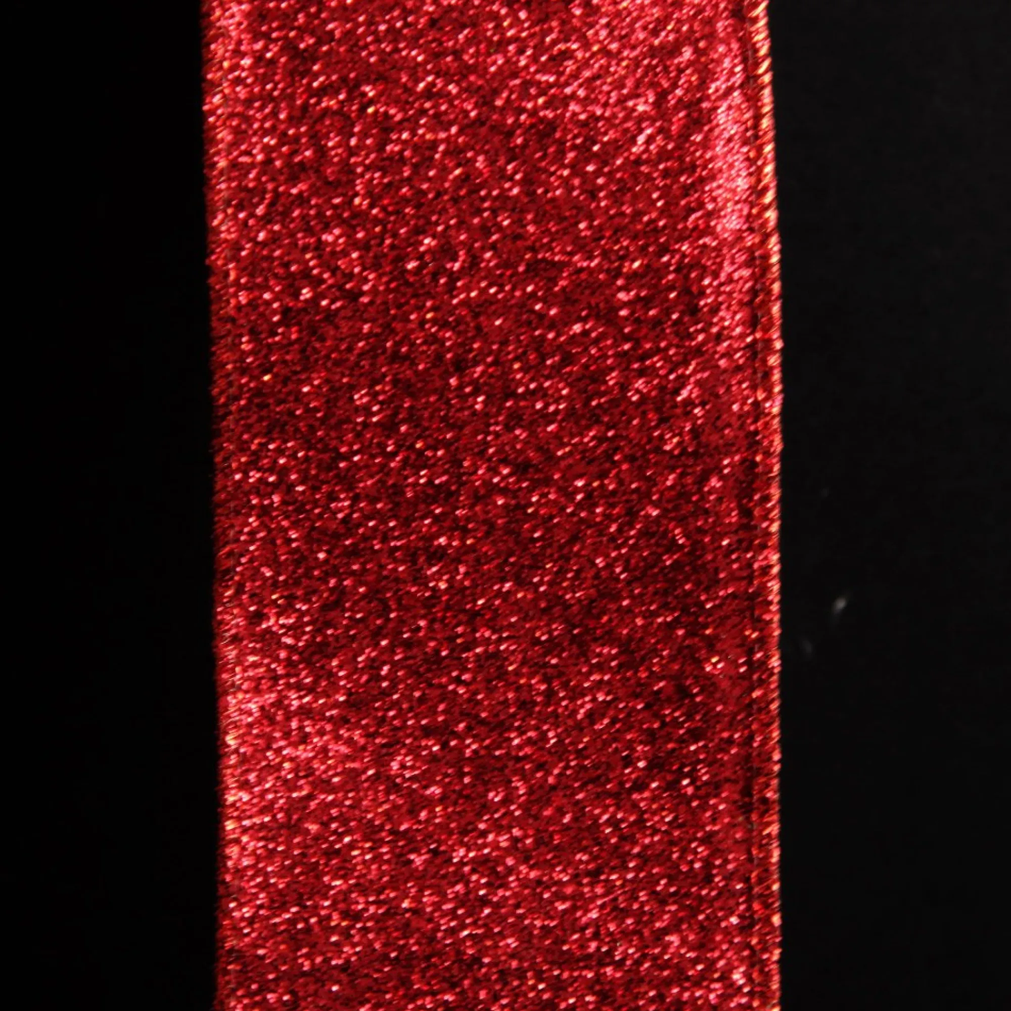 Red Sparkle Glitter Ribbon Wired Edge - 6.3cm Flash Sale