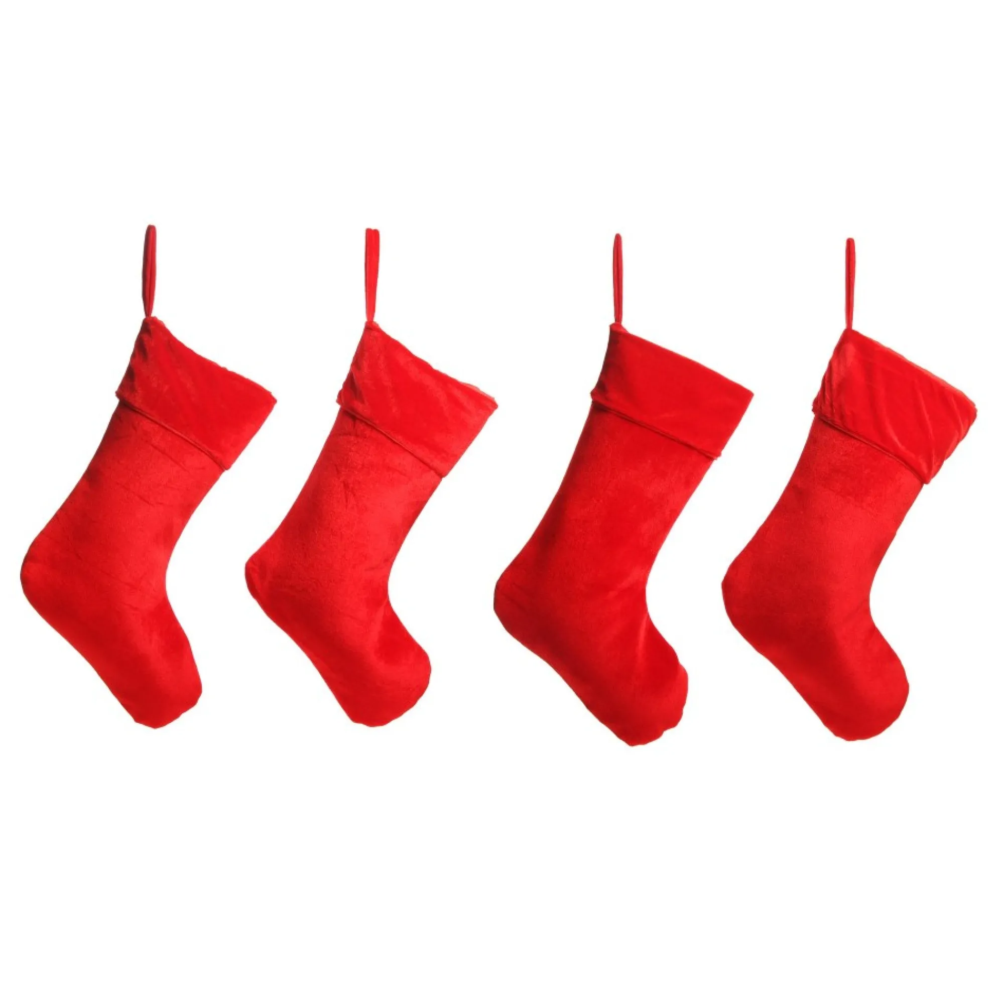 Red Velour Christmas Stocking - Set of 4 Best Sale