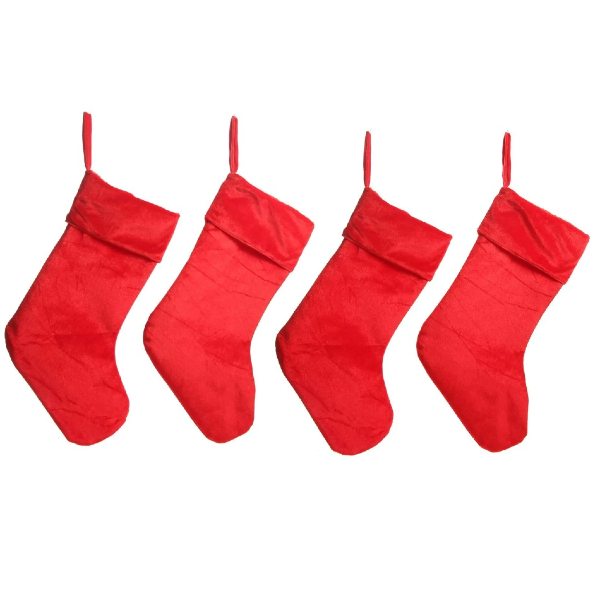 Red Velour Christmas Stocking - Set of 4 Best Sale