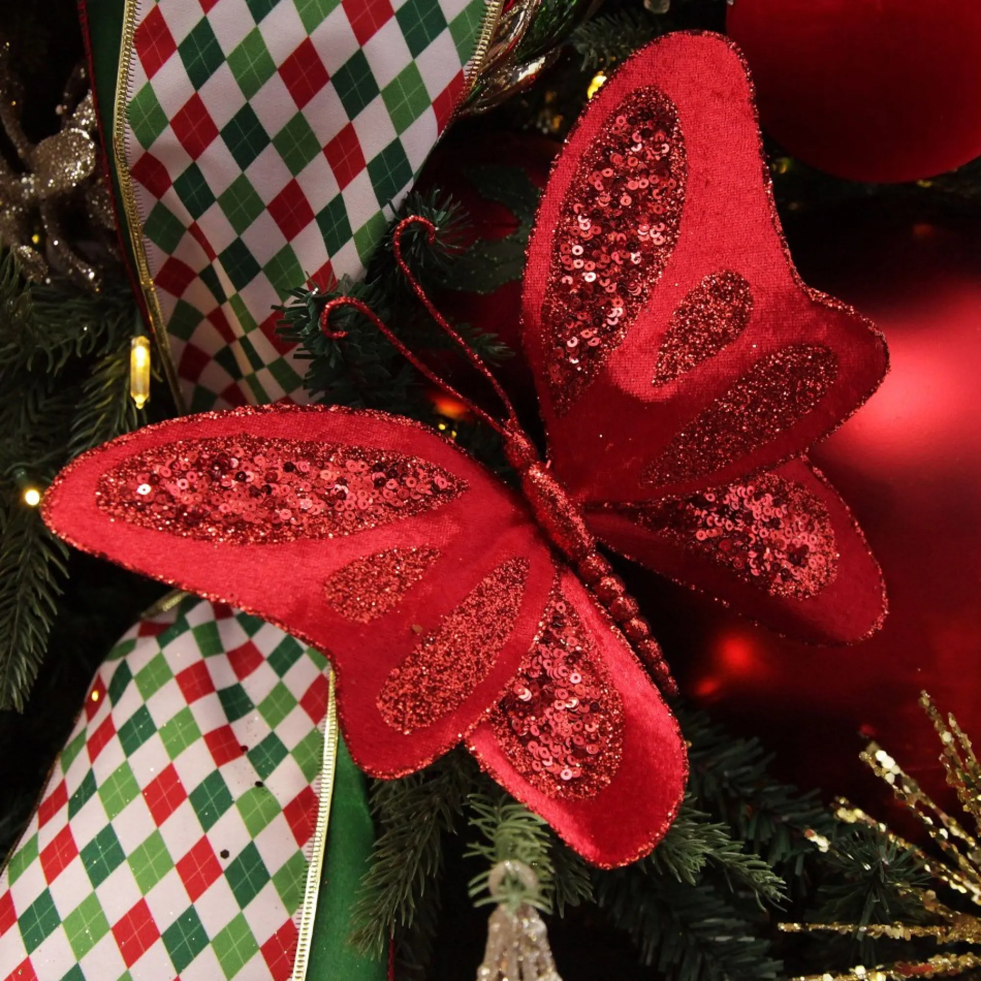 Red Velvet and Sequin Butterfly Clip Clearance