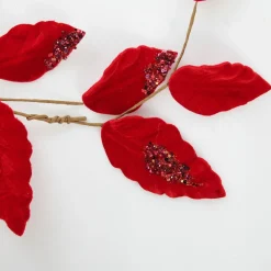 Red Velvet and Sequin Leaf Christmas Garland Hot