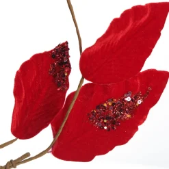 Red Velvet and Sequin Leaf Christmas Garland Hot