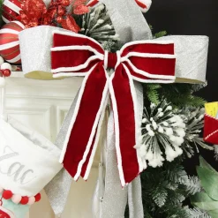 Red Velvet Christmas Bow with Fur Trim Cheap