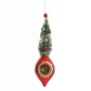 Red Vintage Glass Christmas Finial with Tree Cheap