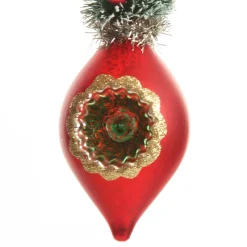 Red Vintage Glass Christmas Finial with Tree Cheap