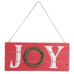 Red Wood Hanging Christmas Joy Plaque Store