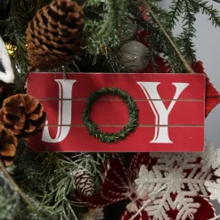 Red Wood Hanging Christmas Joy Plaque Store