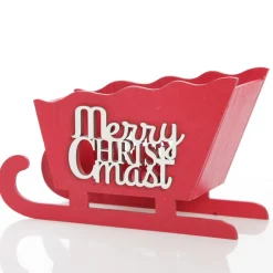 Red Wooden Sleigh with Merry Christmas Cheap