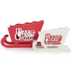 Red Wooden Sleigh with Merry Christmas Cheap