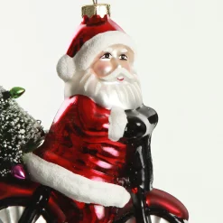 Retro Glass Santa on Motorbike Christmas Decoration Sale