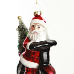 Retro Glass Santa on Motorbike Christmas Decoration Sale