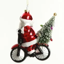 Retro Glass Santa on Motorbike Christmas Decoration Sale