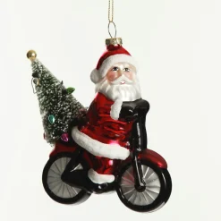 Retro Glass Santa on Motorbike Christmas Decoration Sale