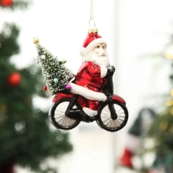 Retro Glass Santa on Motorbike Christmas Decoration Sale