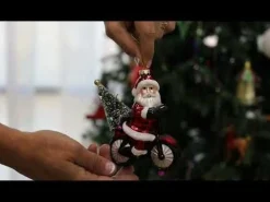 Retro Glass Santa on Motorbike Christmas Decoration Sale