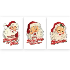 Retro Vintage Santa Christmas Posters Set of 3 Outlet