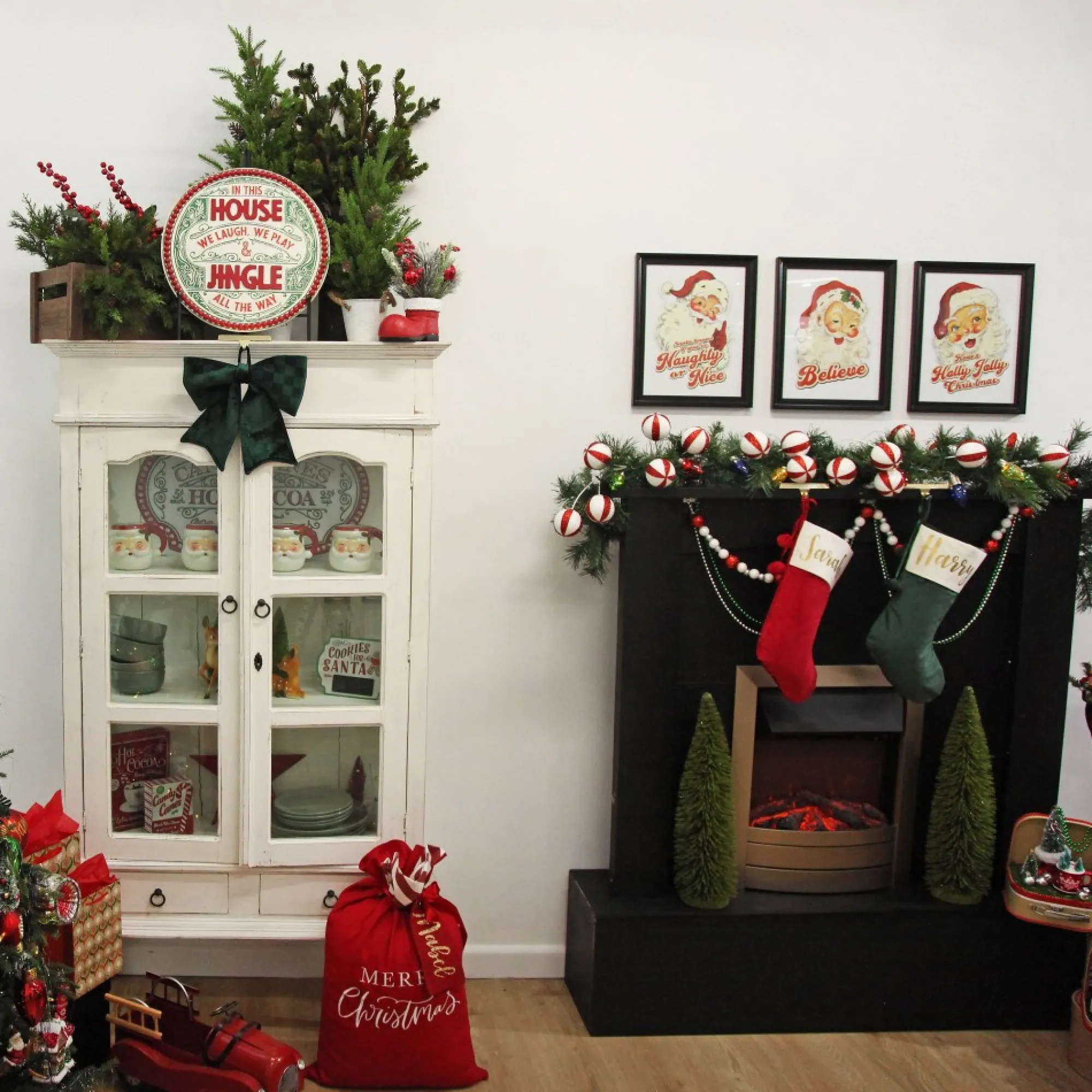 Retro Vintage Santa Christmas Posters Set of 3 Outlet