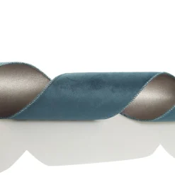 Reversible Blue Velvet and Champagne Satin Wired Christmas Ribbon Garland Cheap