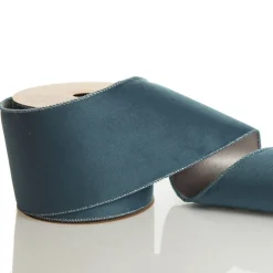 Reversible Blue Velvet and Champagne Satin Wired Christmas Ribbon Garland Cheap