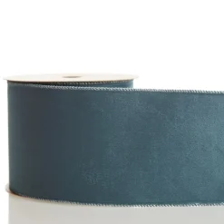 Reversible Blue Velvet and Champagne Satin Wired Christmas Ribbon Garland Cheap