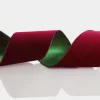 Reversible Dark Red Velvet and Green Satin Wired Christmas Ribbon Garland Store