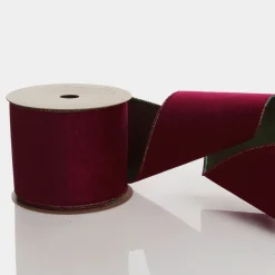 Reversible Dark Red Velvet and Green Satin Wired Christmas Ribbon Garland Store