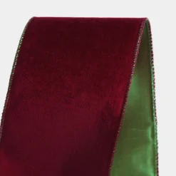 Reversible Dark Red Velvet and Green Satin Wired Christmas Ribbon Garland Store