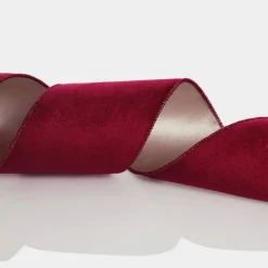 Reversible Dark Red Velvet and Gold Satin Wired Christmas Ribbon Garland Fashion